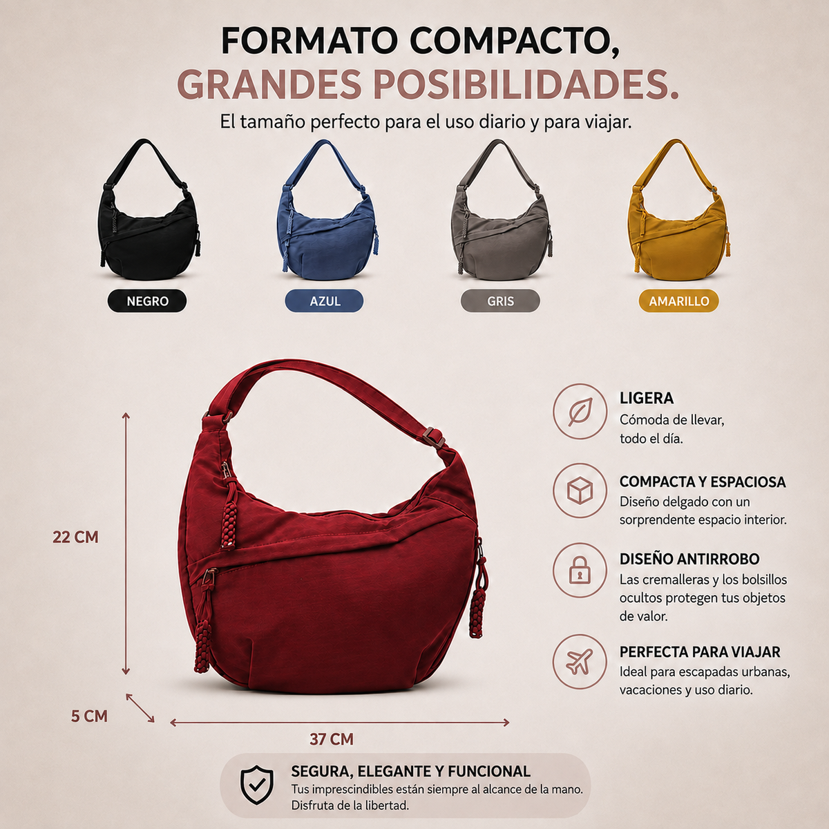 Lucía | Bolso de hombro práctico